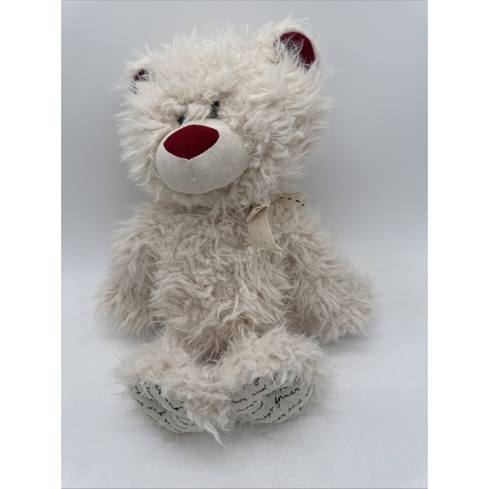 Ivory Fluffy Forever & Always Loved Bear Plush Script Detail 18" Demdaco